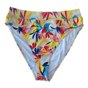 Bare Necessities Tropical Floral Fold Over High Waist Bikini Bottom Size 3xl NWT